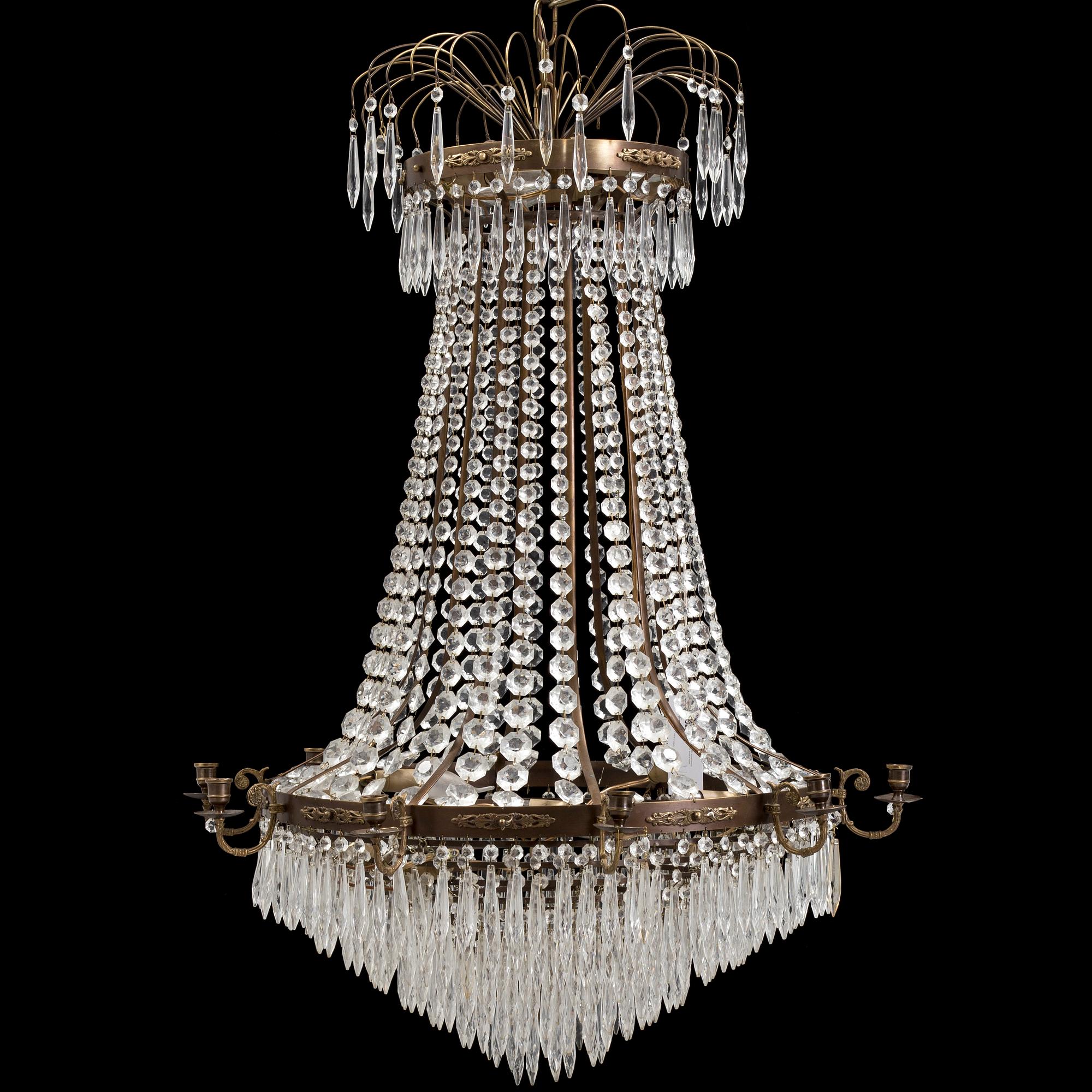 A CHANDELIER, Empire-style, second half of the 20th century.