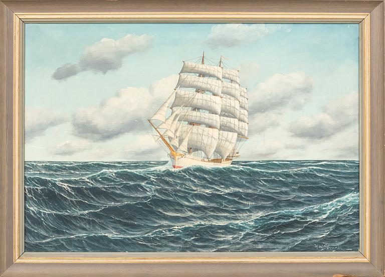 HW Sorensen Full-rigger at sea.