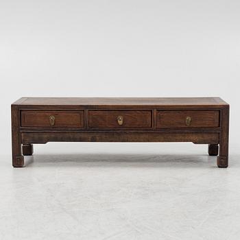 A chinese hardwood bench/low table with drawers, late Qing dynasty/early 20th Century.