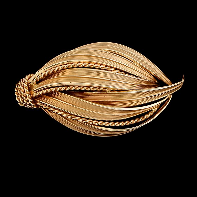 BROSCH, 18 k guld, Tyskland, 1900-talets andra hälft. Vikt ca 11 gram.