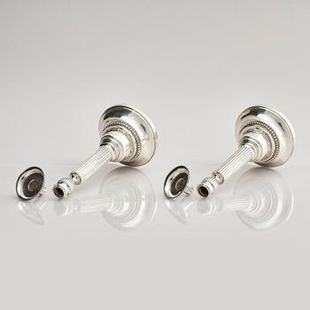 A pair of 18th century silver candlesticks, marks of Johan Ekholm, Stockholm 1788.