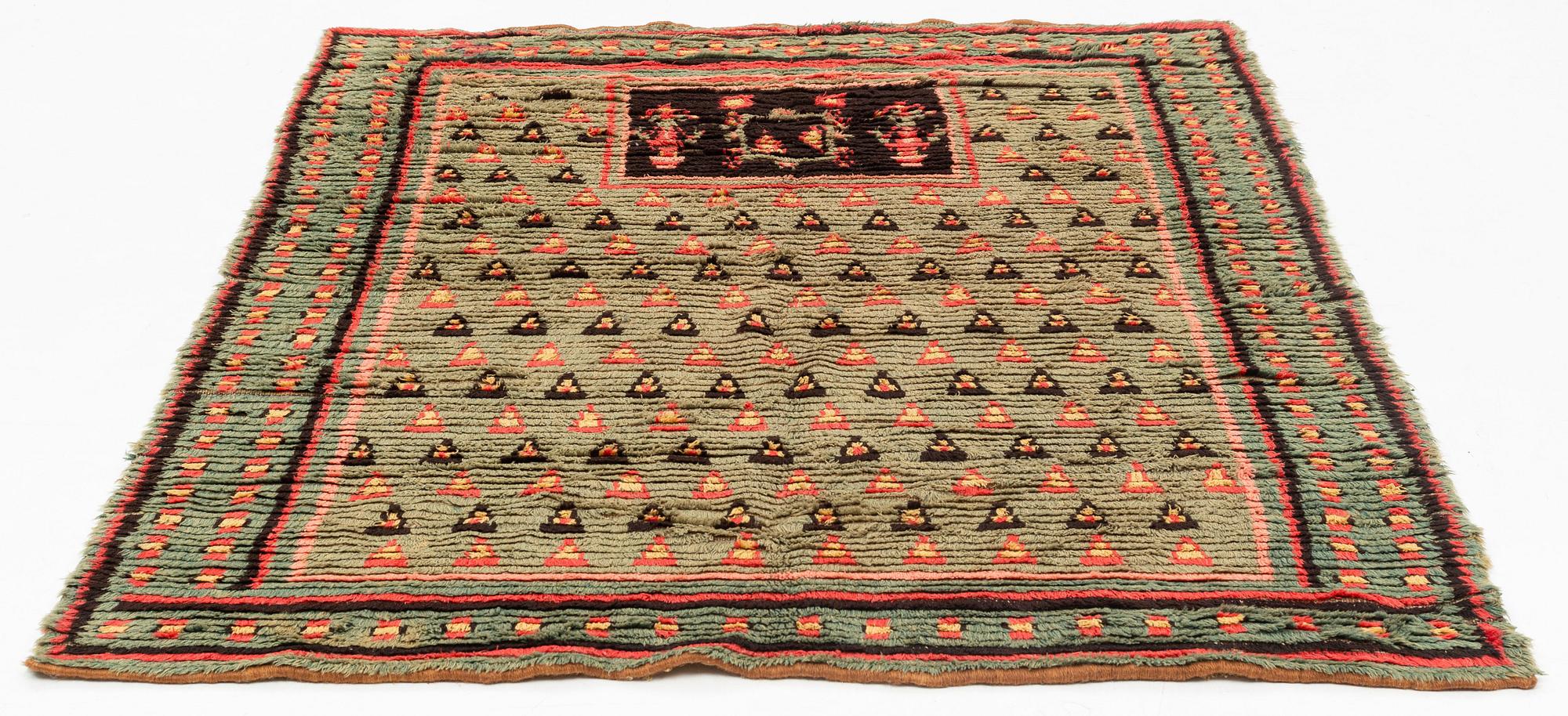 A dubble piled Finish bed cover, ca 188 x 146 cm.