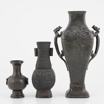 Three bronze vases, China, 19th century.