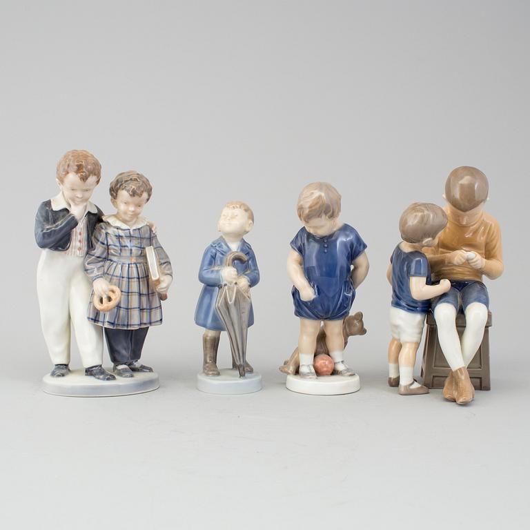 BING & GRØNDAHL & ROYAL COPENHAGEN, four porcelain figurines, late 20 th century.