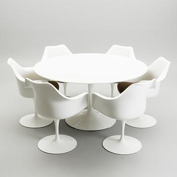 EERO SAARINEN, TABLE AND SIX CHAIRS. Tulip. Designed in 1955 for Knoll International, USA.