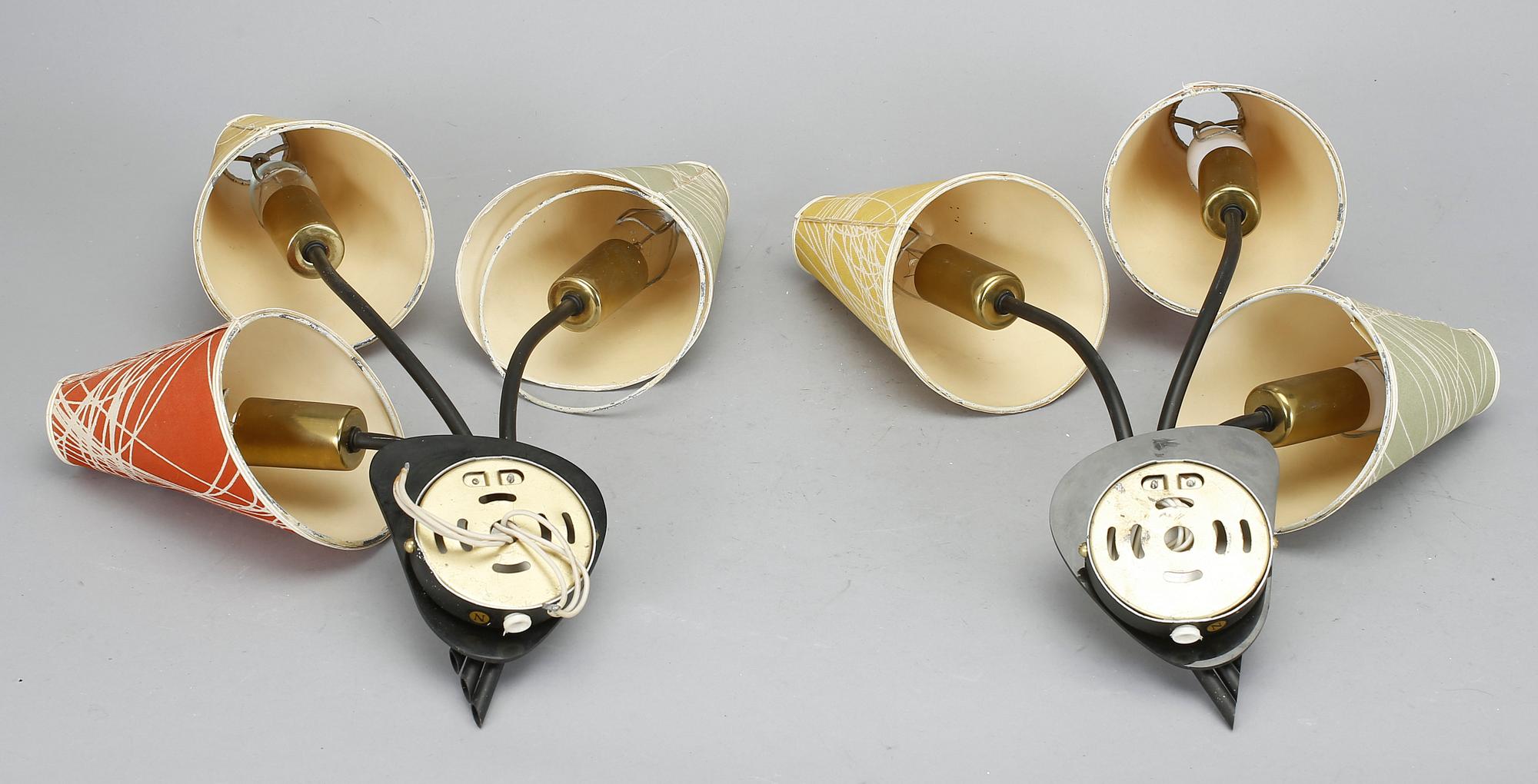 VÄGGLAMPOR, ett par, 1950-tal.