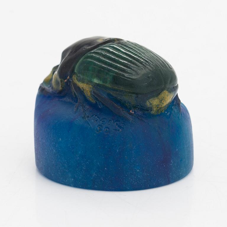 Amalric Walter & Henri Bergé, a 1920s Scarab paperweight, signed A  Walter Nancy, Bergé SC.