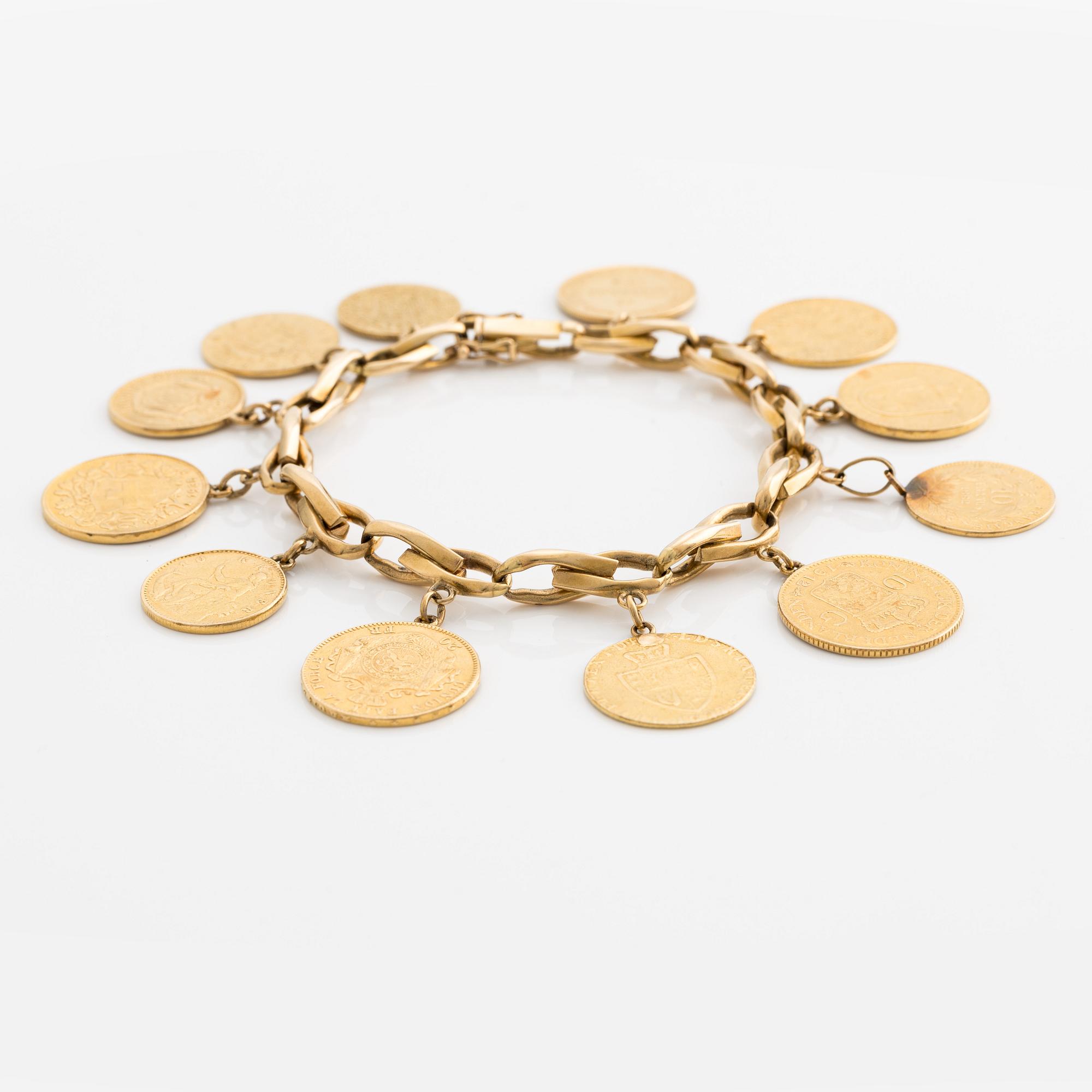 Armband 18K guld med guldmynt.