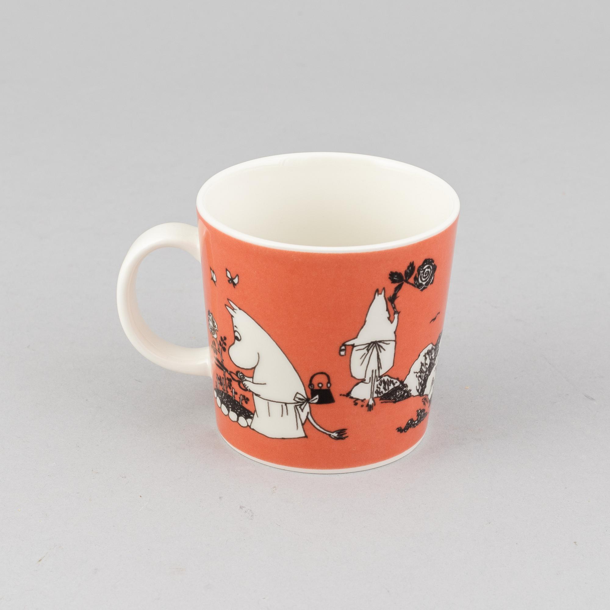 Muminmuggar, 2 st, porslin, Arabia, Finland, 1990-99.