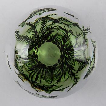 VAS, glas, Fiskgraal, Edward Hald, Orrefors, signerad.