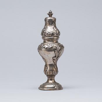 SOCKERRUSKA, silver, rokokostil, svenska importstämplar, 1900-tal, vikt ca 380g.