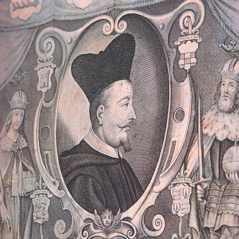 GRAVERAD KOPPARPLÅT, 1600-tal. Pierre de Loisy II (1619-1670). Porträtt av Roman Giel von Gielsberg (1612-1673).