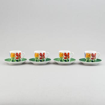 Stig Lindberg, kaffekoppar, 4 st, benporslin. "Tahiti", Gustavsberg.