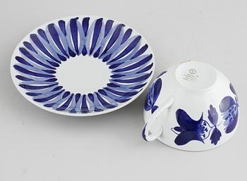 TEKOPPAR, 4 st, flintporslin, Ursula Printz, Gustavsberg, 1900-talets andra hälft.