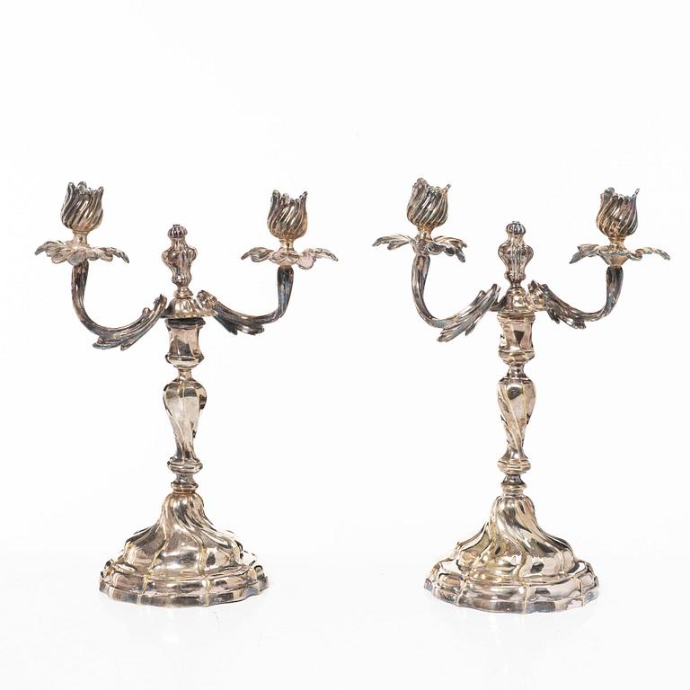 Candelabra, a pair, Rococo style, 20th century.