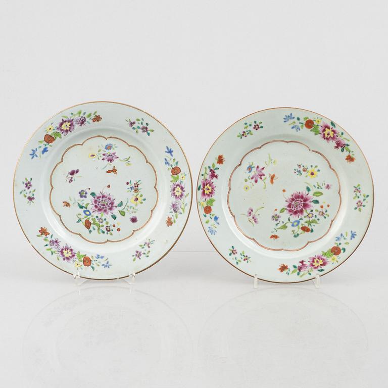 Four export porcelain plates, China, Qianlong (1736-95).