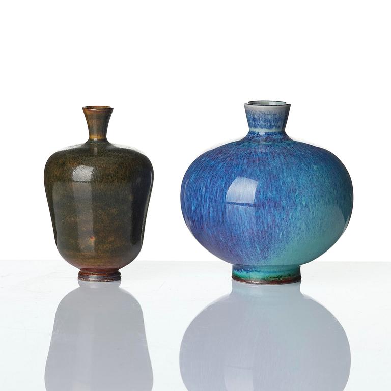Berndt Friberg, a set of five stoneware vases and three bowls, Gustavsberg Studio 1969-76.