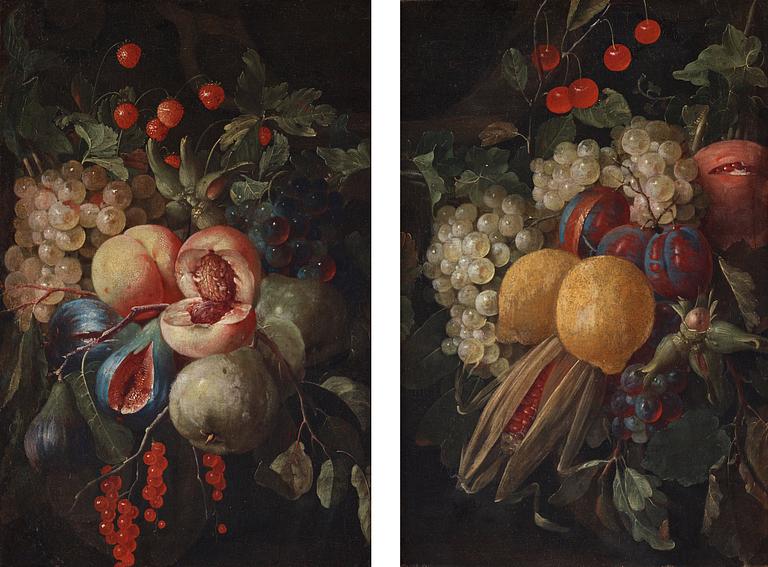 Joris van Son, attributed to, Still life with fruits, a pair.