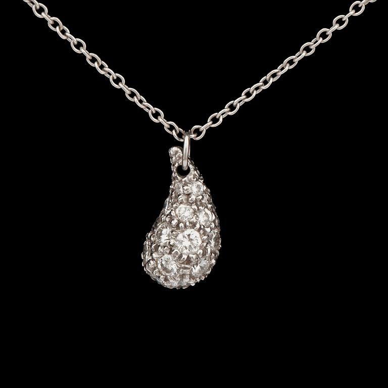 A "Teardrop" by Elsa Peretti for Tiffany & Co diamond necklace. Total carat weight circa 0.50 ct.