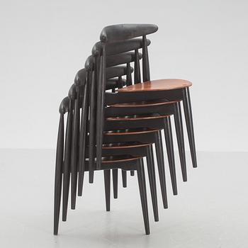 STOLAR, 6 st, "Hjertestolen", Hans J Wegner, Fritz Hansen, Danmark.