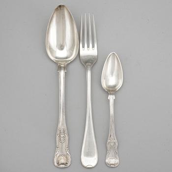 BESTICK, 18 delar, silver, bl.a. Kjellberg, Västerås, 1873. Vikt 629 gram.
