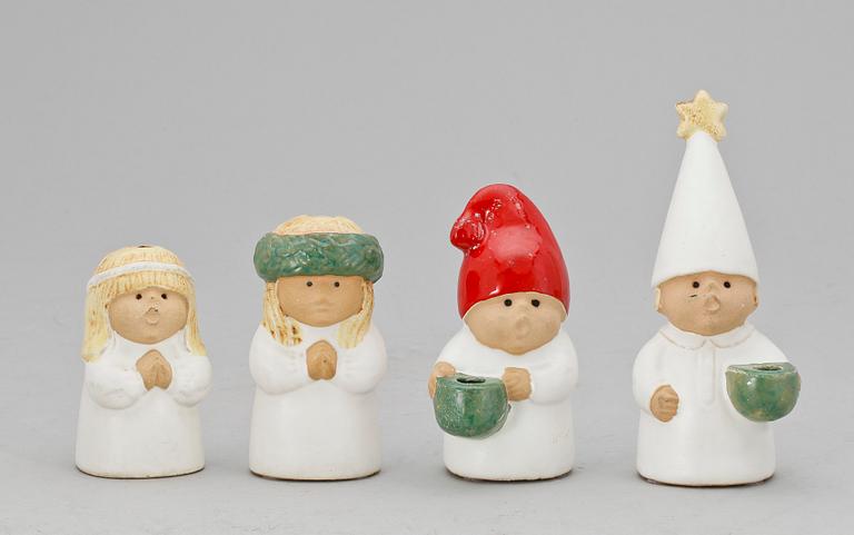 FIGURINER, 4 st, stengods, Lisa Larson, Rörstrand.