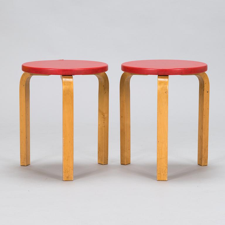 Alvar Aalto, a pair of  '60' stools, Artek 1950s-60s.