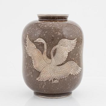 Wilhelm Kåge, a brown glazed 'Argenta' stoneware vase, Gustavsberg, Sweden 1938.