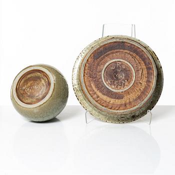 Carl-Harry Stålhane, a stoneware vase and Marianne Westman, a bowl, Ateljé Rörstrand.