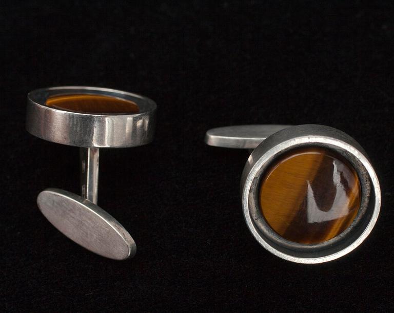 MANCHETTKNAPPAR, silver, tigeröga, Kupittaan Kulta, Elis Kauppi, Åbo 1962, 1966.