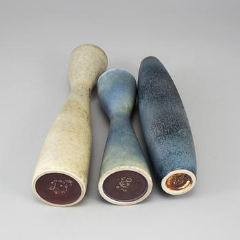 CARL-HARRY STÅLHANE, a set of three stoneware vases, Rörstrand.