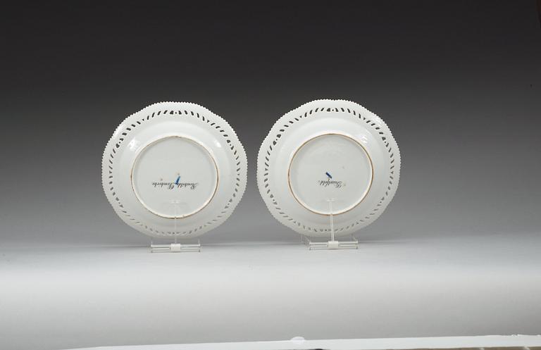 A set of five Royal Copenhagen topographical dessert dishes, Denmark, 18th/19th Century.