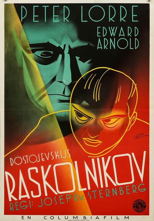 POSTER, "Dostojevskis Raskolnikov/Crime and punishment", 1935.