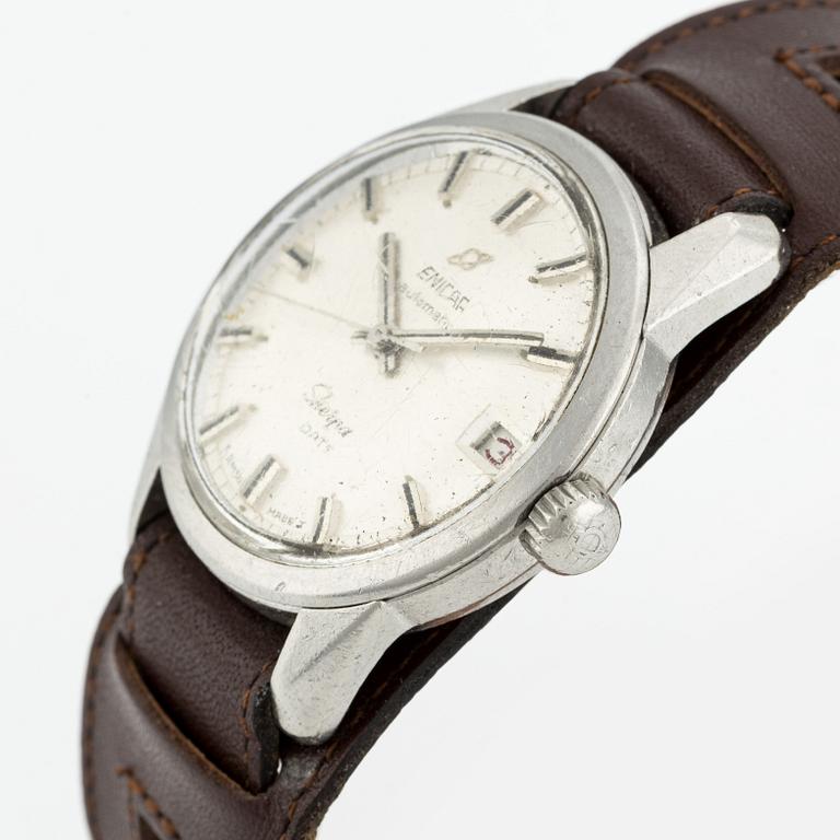 Enicar, Sherpa Date, "Compressor Case", wristwatch 34.5 mm.