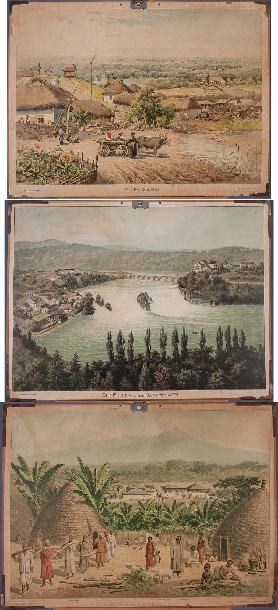 SKOLPLANSCHER, 3 st, F. E. Wachsmuth, Leipzig, 1900-talets första hälft.