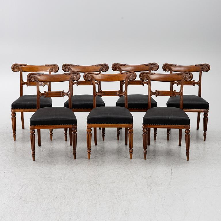 A set of 7 chairs, Empire style, W. Taylor & Sons, circa 1900.