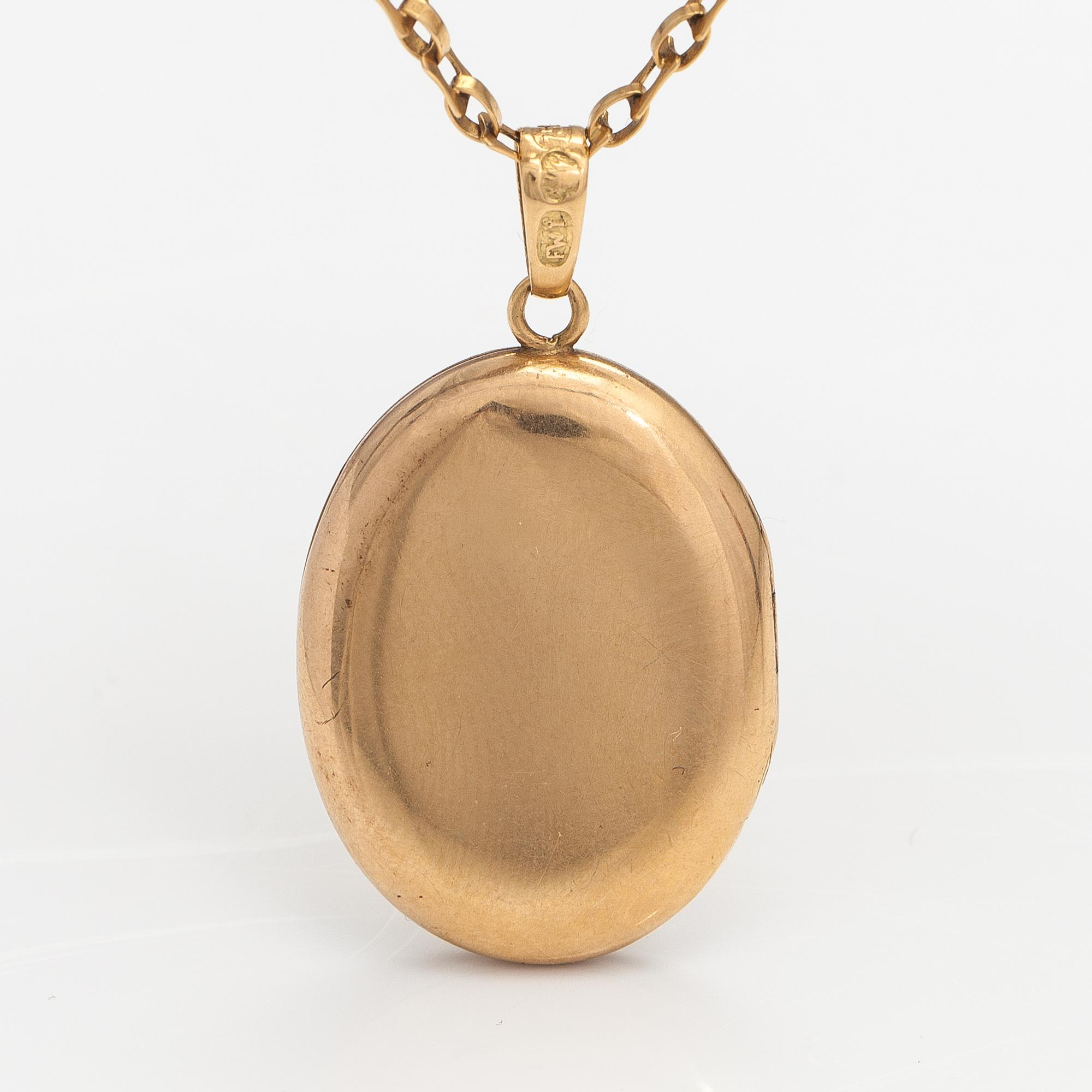 Kaulakoru/Medaljonki, 18K kultaa. Frans Wilhelm Tanner, Pori 1907.