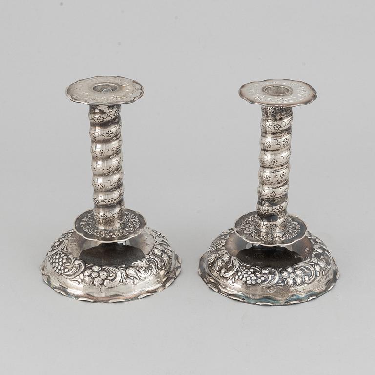 Tenn & Silver Ab, ljusstakar, ett par, silver, barockstil, Göteborg 1948.