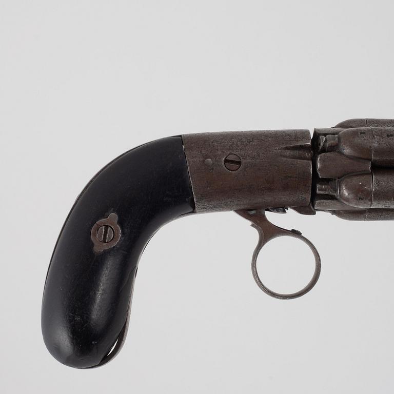 Slaglåsrevolver, sk 'Pepperbox', 1800-talets mitt.