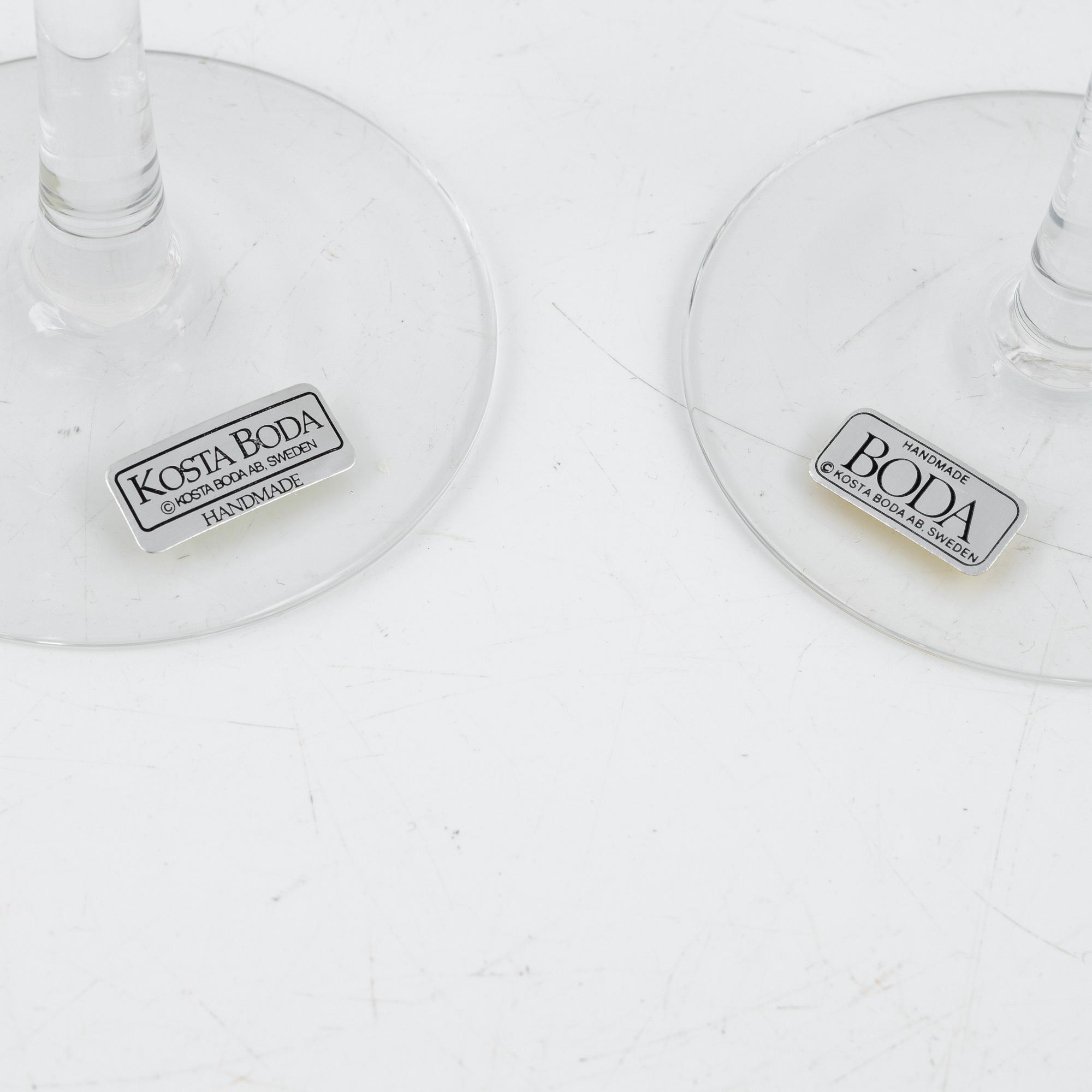 Bertil Vallien, 18 wine glasses 'Chateau' from Kosta Boda, Sweden.