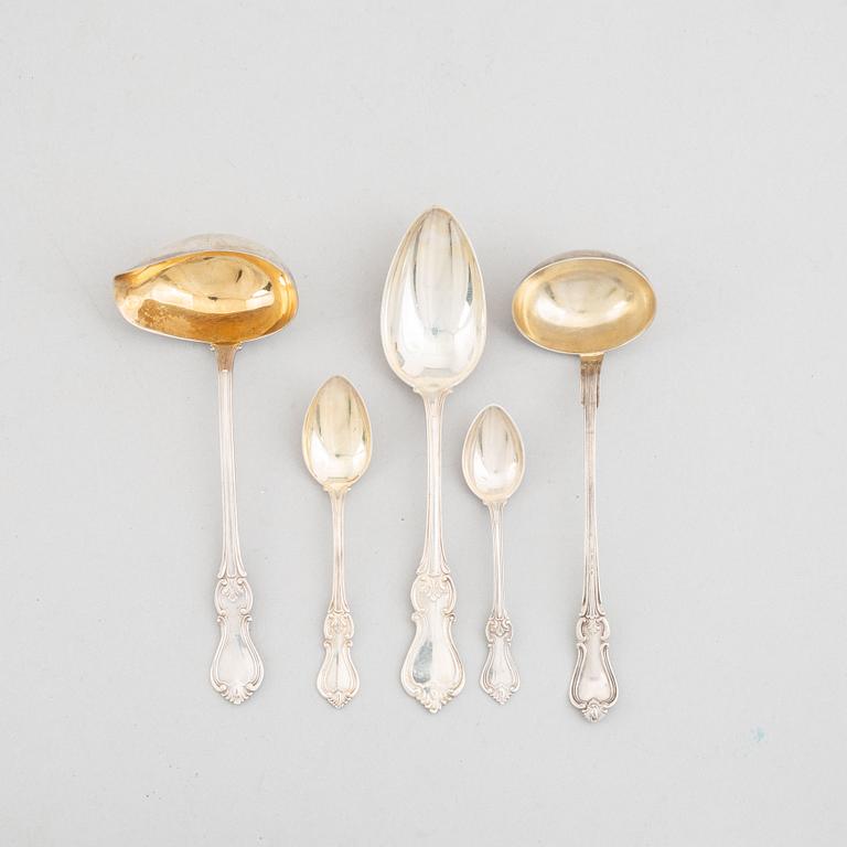 A set of 38 Swedish silver cutlery parts, model 'Olga', including CG Hallberg, Stockholm 1936.