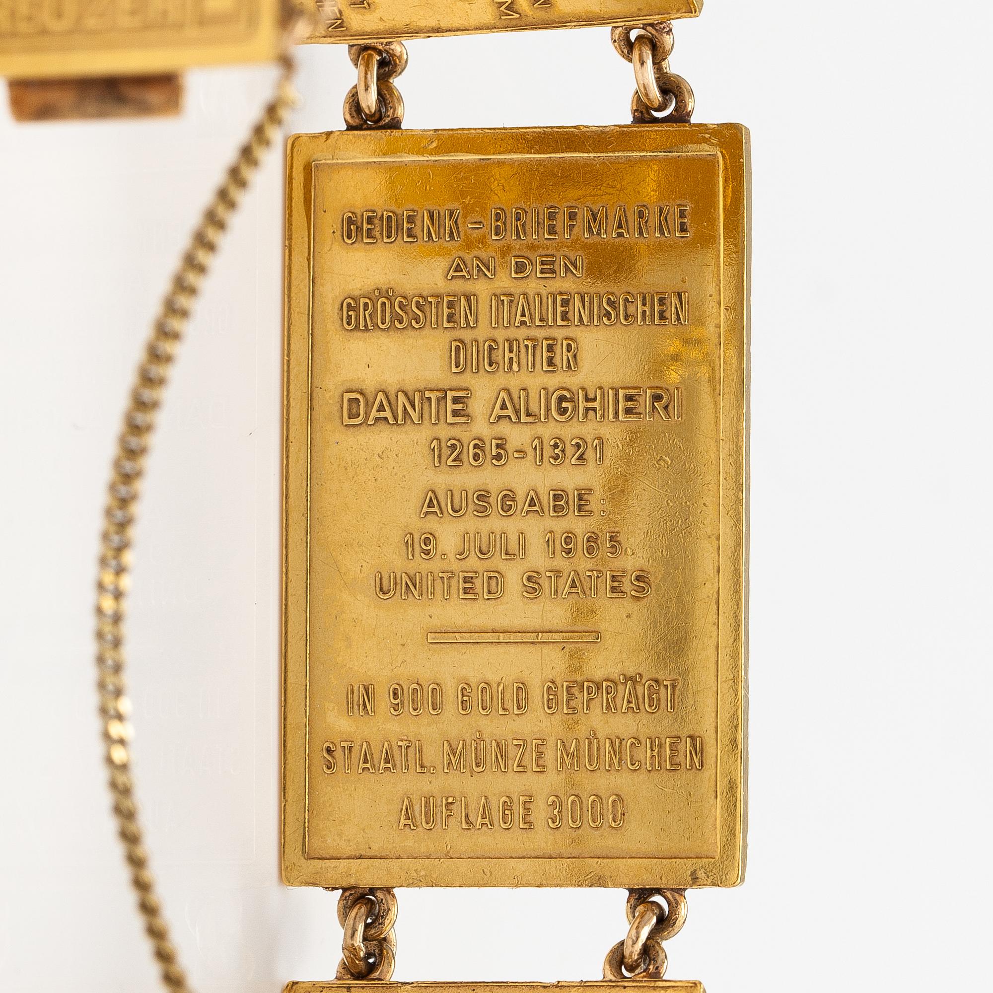 A bracelet with post stamps made of 900 gold..