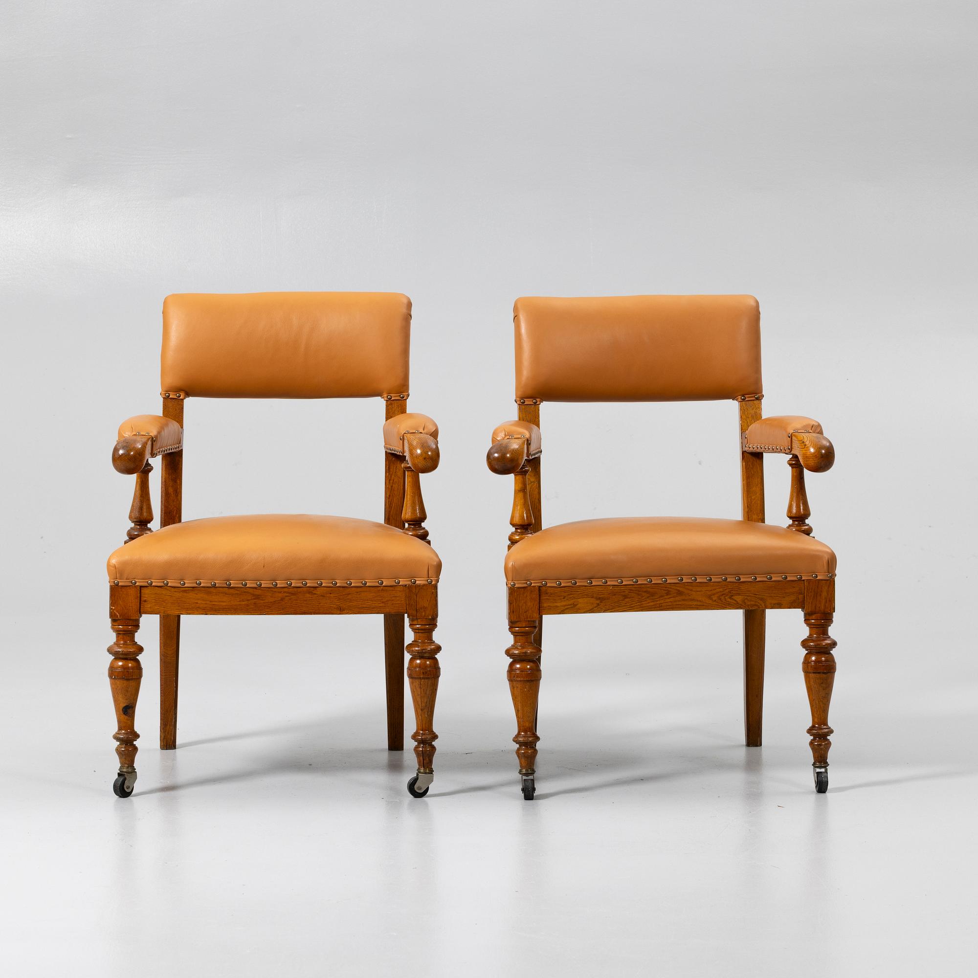 Armchairs, a pair, probably England, early 20th century.