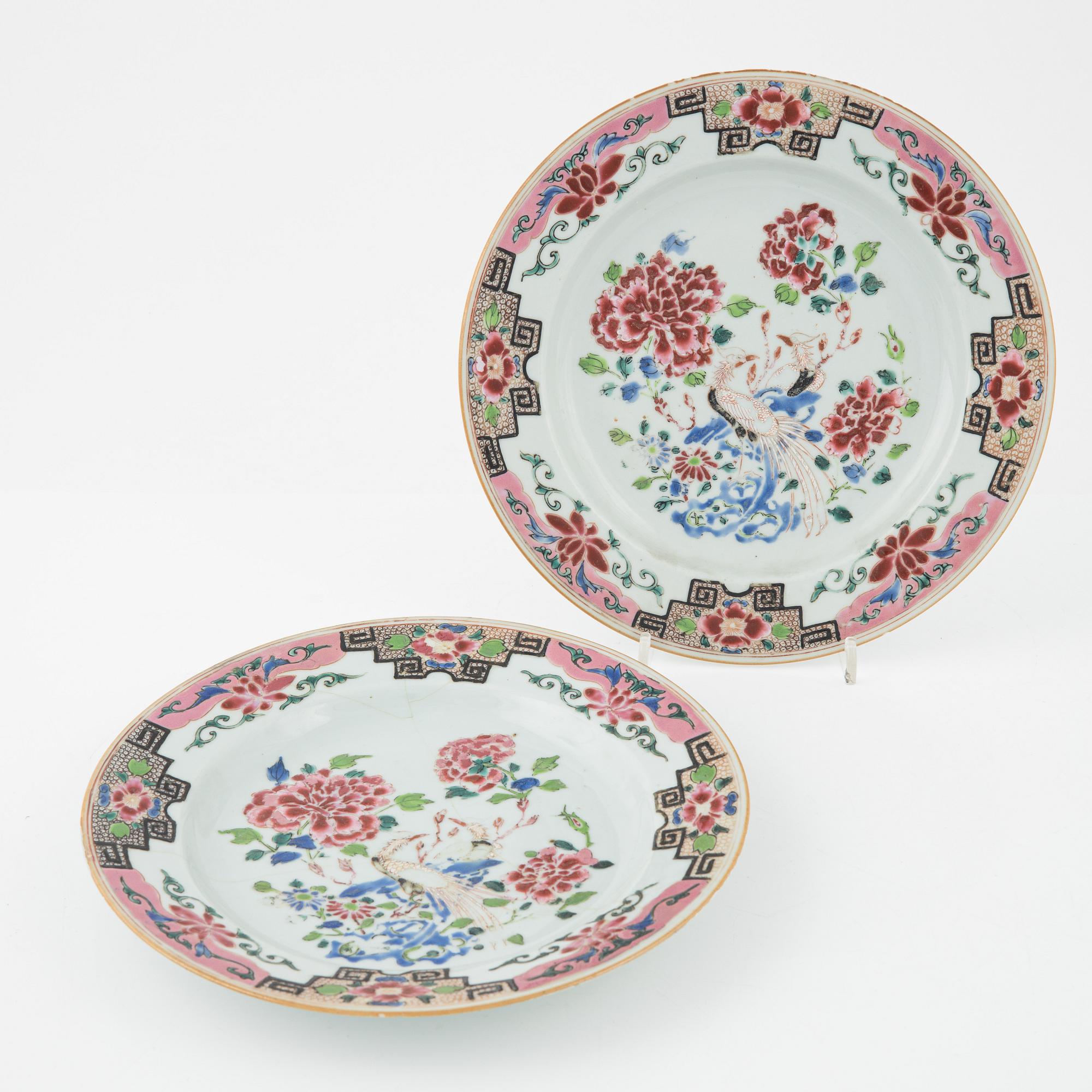 2+2 porcelain plates, Qing Dynasty, Qianlong (1736-95).