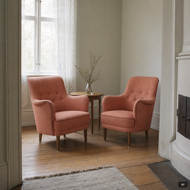 Carl Malmsten, a pair of 'Samsas' armchairs, AB OH Sjögren, Tranås.