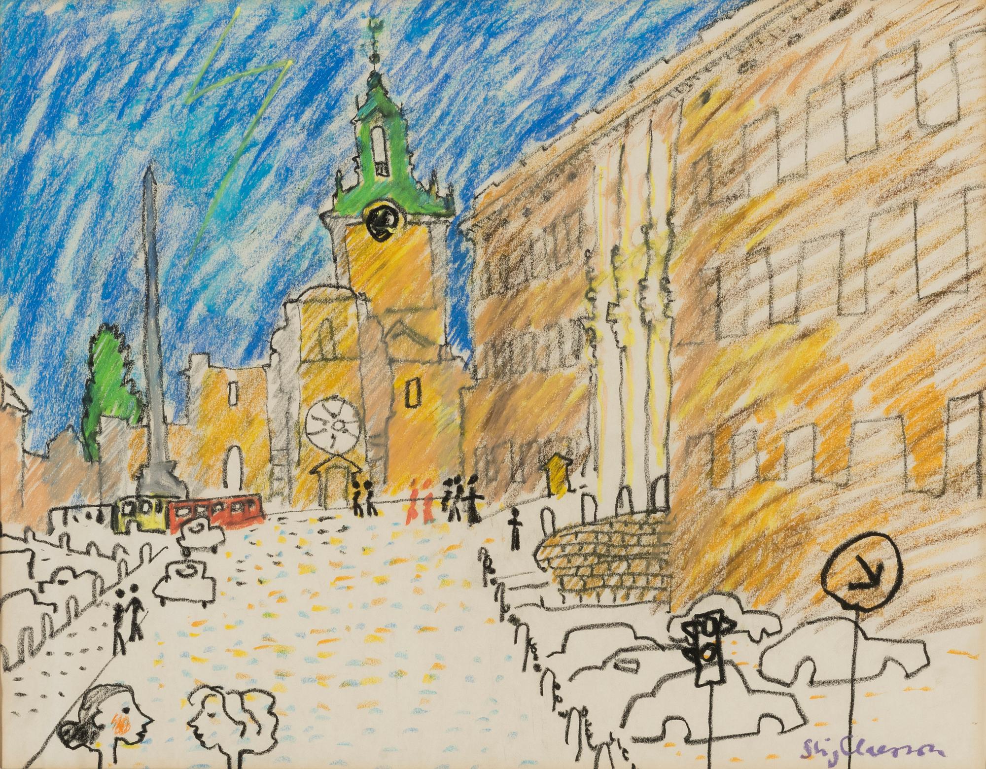 Stig Claesson, pastel, signed.