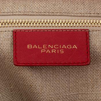 Balenciaga, red leather 'Padlock All Time Tote Bag'.