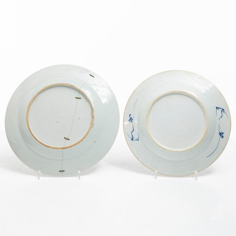 Eleven blue and white porcelain plates, China, Qing dynasty 18th century.