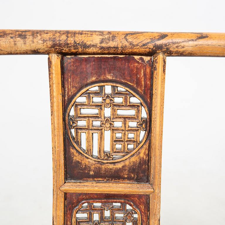 A pair of Chinese hardwood chairs, late Qing dynasty, 19th Century.