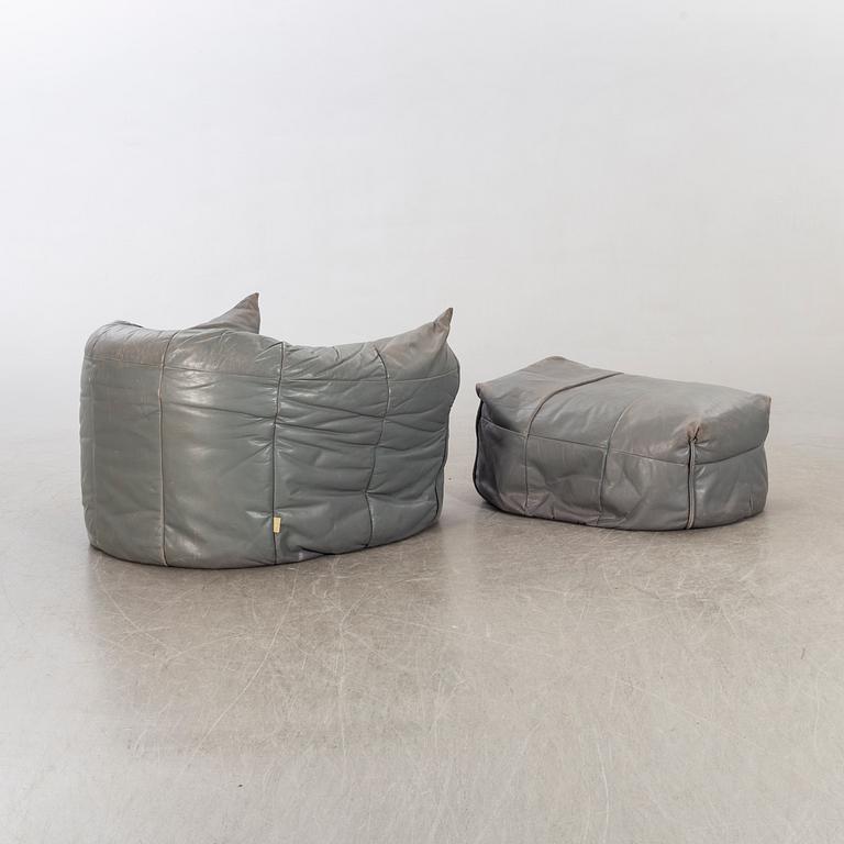 Michel Ducaroy fåtölj med fotpall för Ligne Roset 1818, Frankrike sent 1900-tal.
